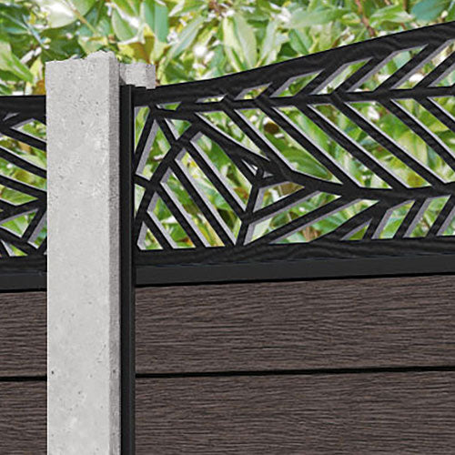 Fusion Habitat Curved Top Fence Panel - Mid Brown - for existing concrete posts