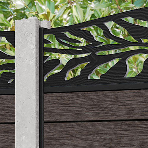 Fusion Malawi Curved Top Fence Panel - Mid Brown - for existing concrete posts