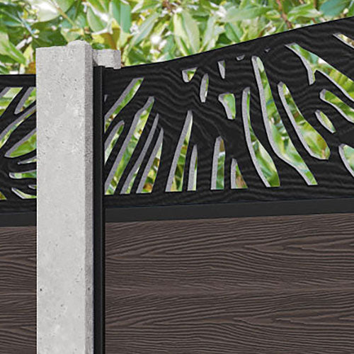 Classic Poppy Curved Top Fence Panel - Mid Brown - for existing concrete posts