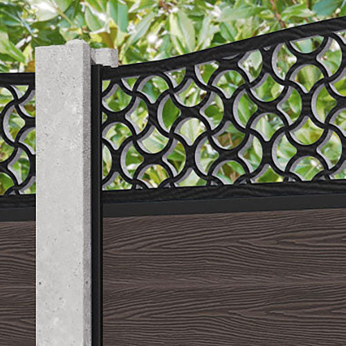 Classic Vida Curved Top Fence Panel - Mid Brown - for existing concrete posts