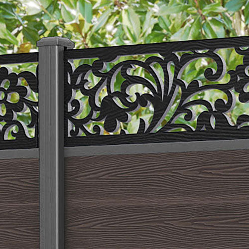 Classic Eden Fence Panel - Mid Brown - with our aluminium posts
