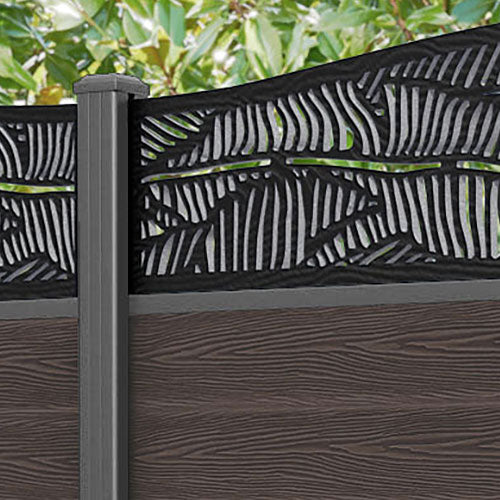 Classic Feather Curved Top Fence Panel - Mid Brown - with our aluminium posts