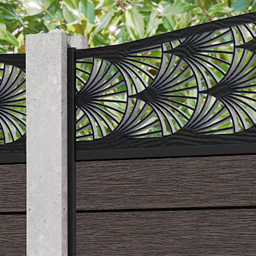 Fusion Laurel Curved Top Fence Panel - Mid Brown - for existing concrete posts
