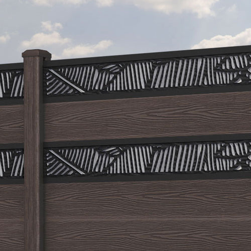 Classic Feather Split Screen Fence Panel - Mid Brown - with our composite posts