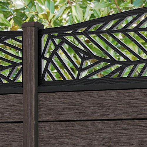 Fusion Habitat Curved Top Fence Panel - Mid Brown - with our composite posts
