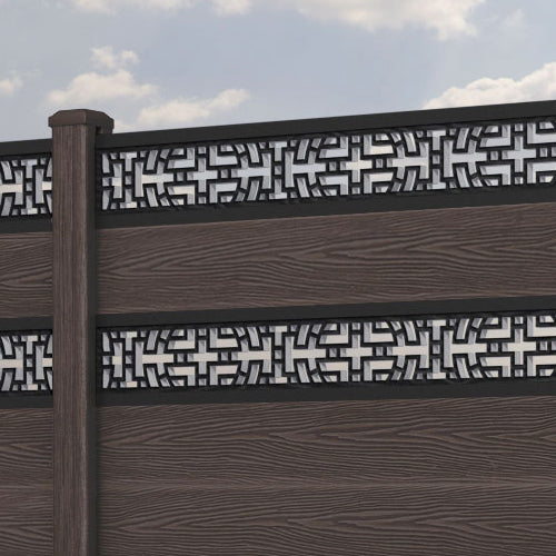 Classic Kumo Split Screen Fence Panel - Mid Brown - with our composite posts