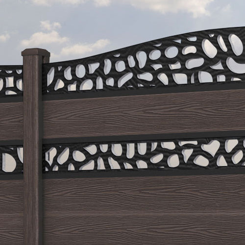 Classic Pebble Curved Top Split Screen Fence Panel - Mid Brown - with our composite posts