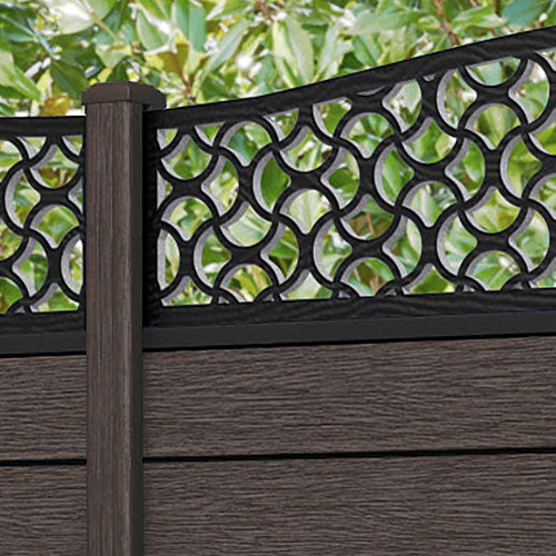 Fusion Vida Curved Top Fence Panel - Mid Brown - with our composite posts