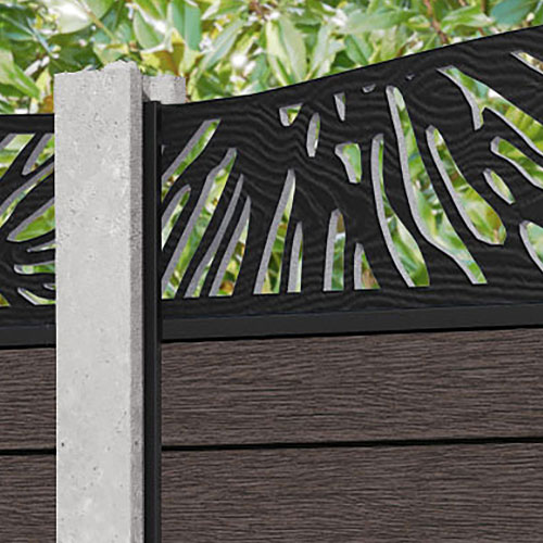 Fusion Poppy Curved Top Fence Panel - Mid Brown - for existing concrete posts