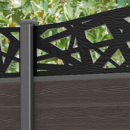 Classic Prism Curved Top Fence Panel - Mid Brown - with our aluminium posts