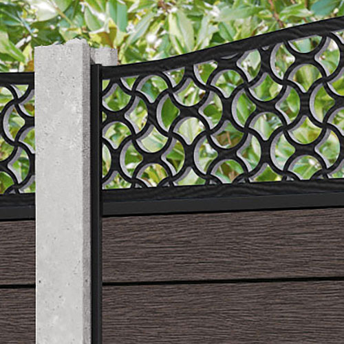 Fusion Vida Curved Top Fence Panel - Mid Brown - for existing concrete posts