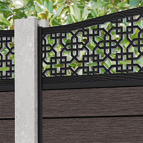 Fusion Zaria Curved Top Fence Panel - Mid Brown - for existing concrete posts