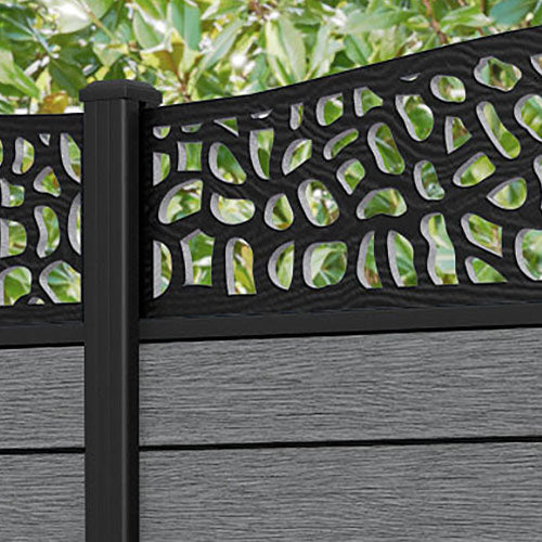 Fusion Pebble Curved Top Fence Panel - Mid Grey - with our aluminium posts