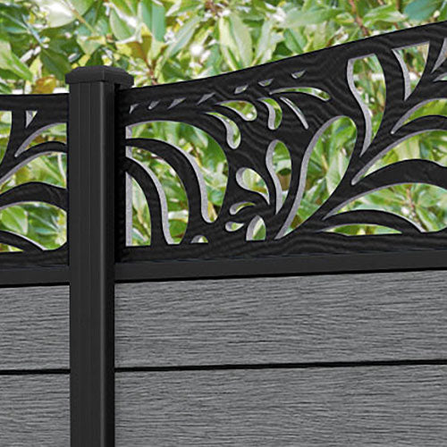 Fusion Petal Curved Top Fence Panel - Mid Grey - with our aluminium posts
