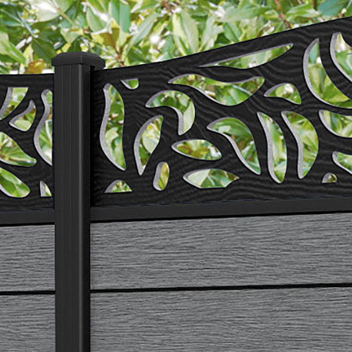Fusion Plume Curved Top Fence Panel - Mid Grey - with our aluminium posts