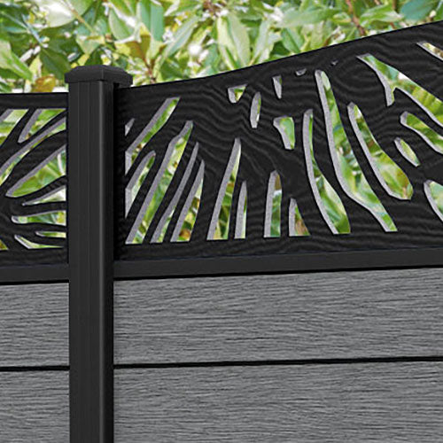 Fusion Poppy Curved Top Fence Panel - Mid Grey - with our aluminium posts