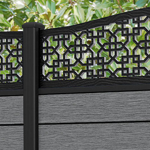 Fusion Zaria Curved Top Fence Panel - Mid Grey - with our aluminium posts