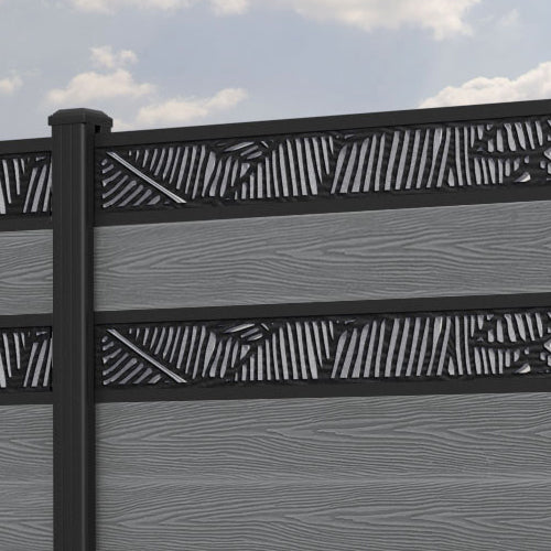 Classic Feather Split Screen Fence Panel - Mid Grey - with our aluminium posts