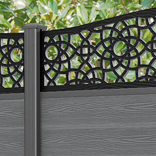 Classic Ambar Curved Top Fence Panel - Mid Grey - with our aluminium posts