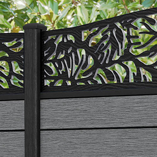 Fusion Botanic Curved Top Fence Panel - Mid Grey - with our composite posts