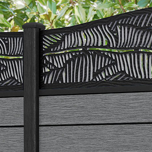 Fusion Feather Curved Top Fence Panel - Mid Grey - with our composite posts