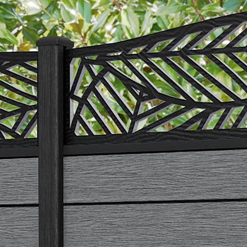 Fusion Habitat Curved Top Fence Panel - Mid Grey - with our composite posts