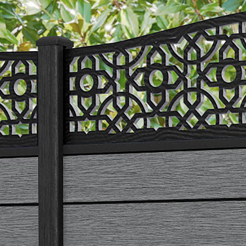 Fusion Nabila Curved Top Fence Panel - Mid Grey - with our composite posts