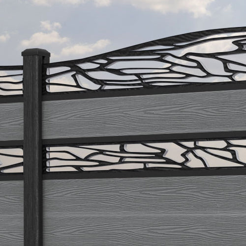 Classic Shatter Curved Top Split Screen Fence Panel - Mid Grey - with our composite posts