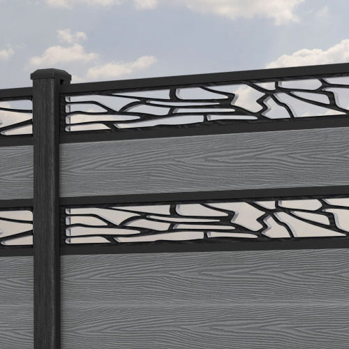 Classic Shatter Split Screen Fence Panel - Mid Grey - with our composite posts