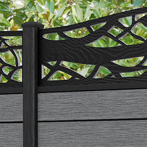 Fusion Twilight Curved Top Fence Panel - Mid Grey - with our composite posts