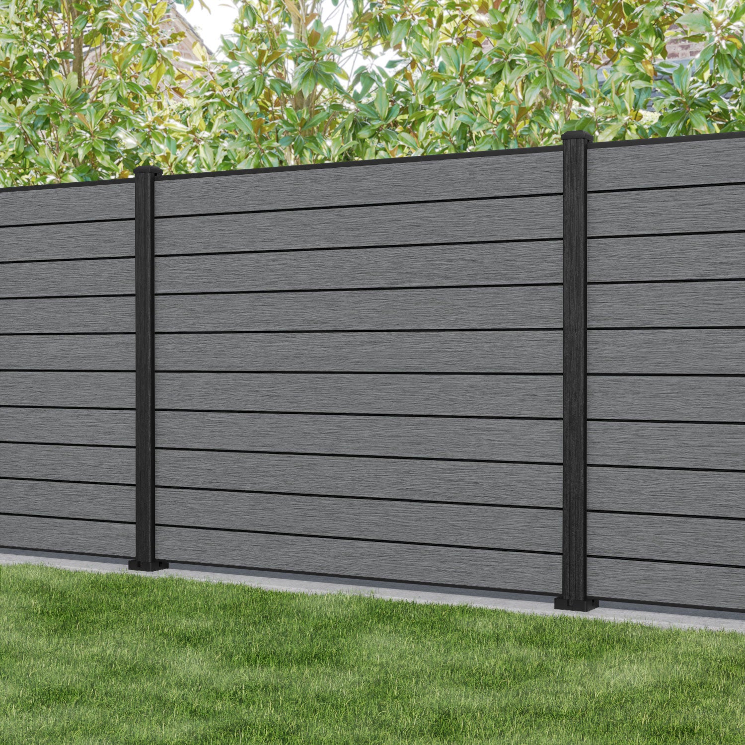 Fusion Fence Panel - Mid Grey - with our composite posts