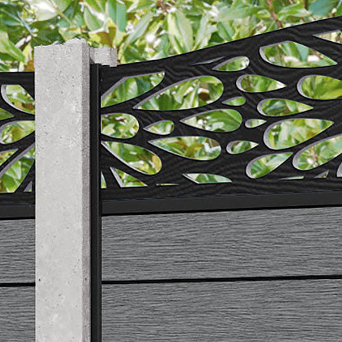 Fusion Blossom Curved Top Fence Panel - Mid Grey - for existing concrete posts