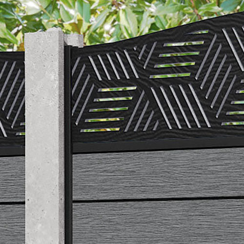 Fusion Cubed Curved Top Fence Panel - Mid Grey - for existing concrete posts