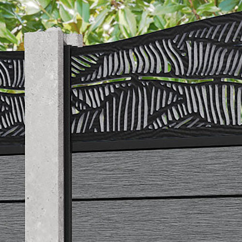 Fusion Feather Curved Top Fence Panel - Mid Grey - for existing concrete posts