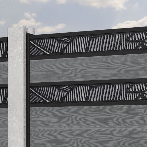 Classic Feather Split Screen Fence Panel - Mid Grey - for existing concrete posts