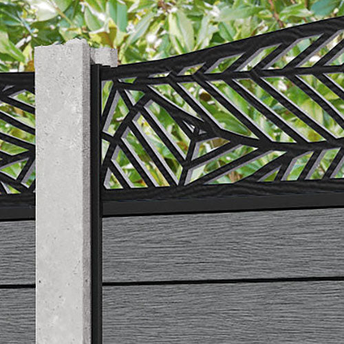 Fusion Habitat Curved Top Fence Panel - Mid Grey - for existing concrete posts