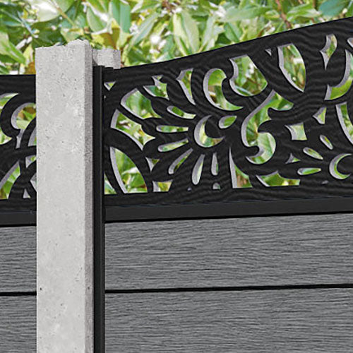 Fusion Heritage Curved Top Fence Panel - Mid Grey - for existing concrete posts