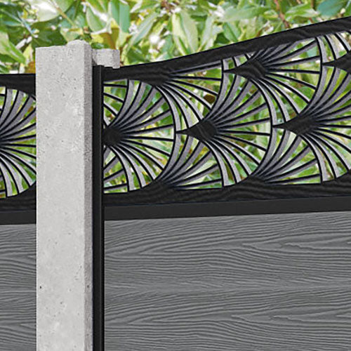 Classic Laurel Curved Top Fence Panel - Mid Grey - for existing concrete posts