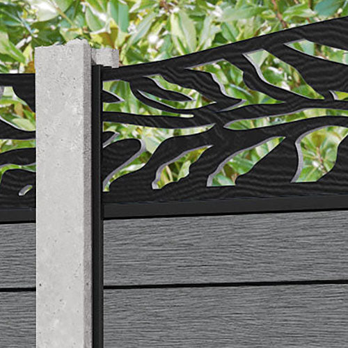 Fusion Malawi Curved Top Fence Panel - Mid Grey - for existing concrete posts