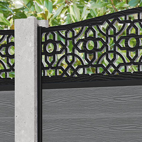 Classic Nabila Curved Top Fence Panel - Mid Grey - for existing concrete posts