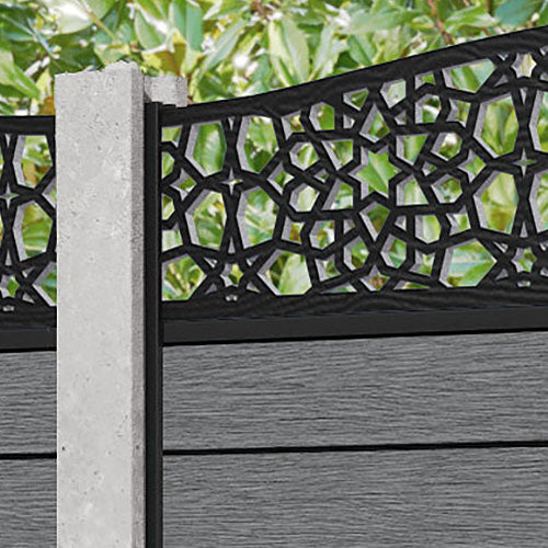 Fusion Nazira Curved Top Fence Panel - Mid Grey - for existing concrete posts