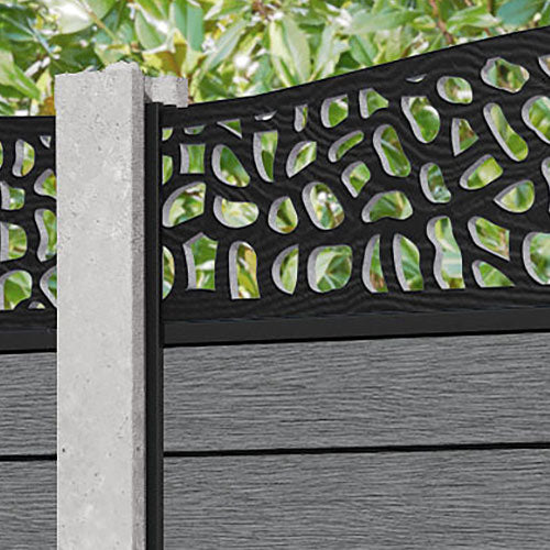 Fusion Pebble Curved Top Fence Panel - Mid Grey - for existing concrete posts