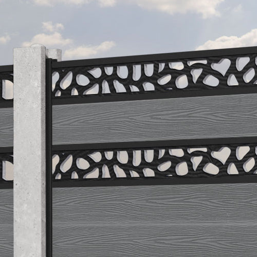 Classic Pebble Split Screen Fence Panel - Mid Grey - for existing concrete posts