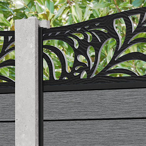 Fusion Petal Curved Top Fence Panel - Mid Grey - for existing concrete posts