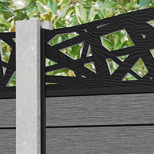 Fusion Prism Curved Top Fence Panel - Mid Grey - for existing concrete posts