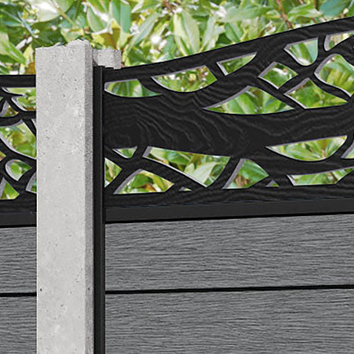 Fusion Twilight Curved Top Fence Panel - Mid Grey - for existing concrete posts