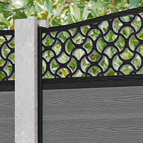 Classic Vida Curved Top Fence Panel - Mid Grey - for existing concrete posts