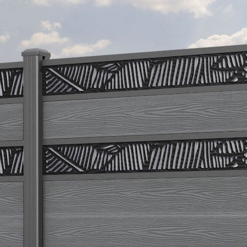 Classic Feather Split Screen Fence Panel - Mid Grey - with our aluminium posts