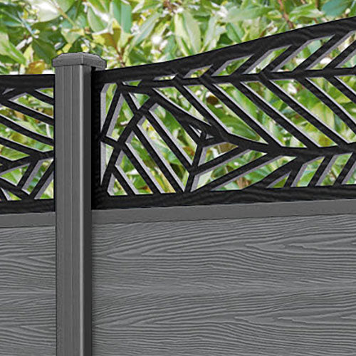 Classic Habitat Curved Top Fence Panel - Mid Grey - with our aluminium posts