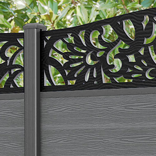 Classic Heritage Curved Top Fence Panel - Mid Grey - with our aluminium posts